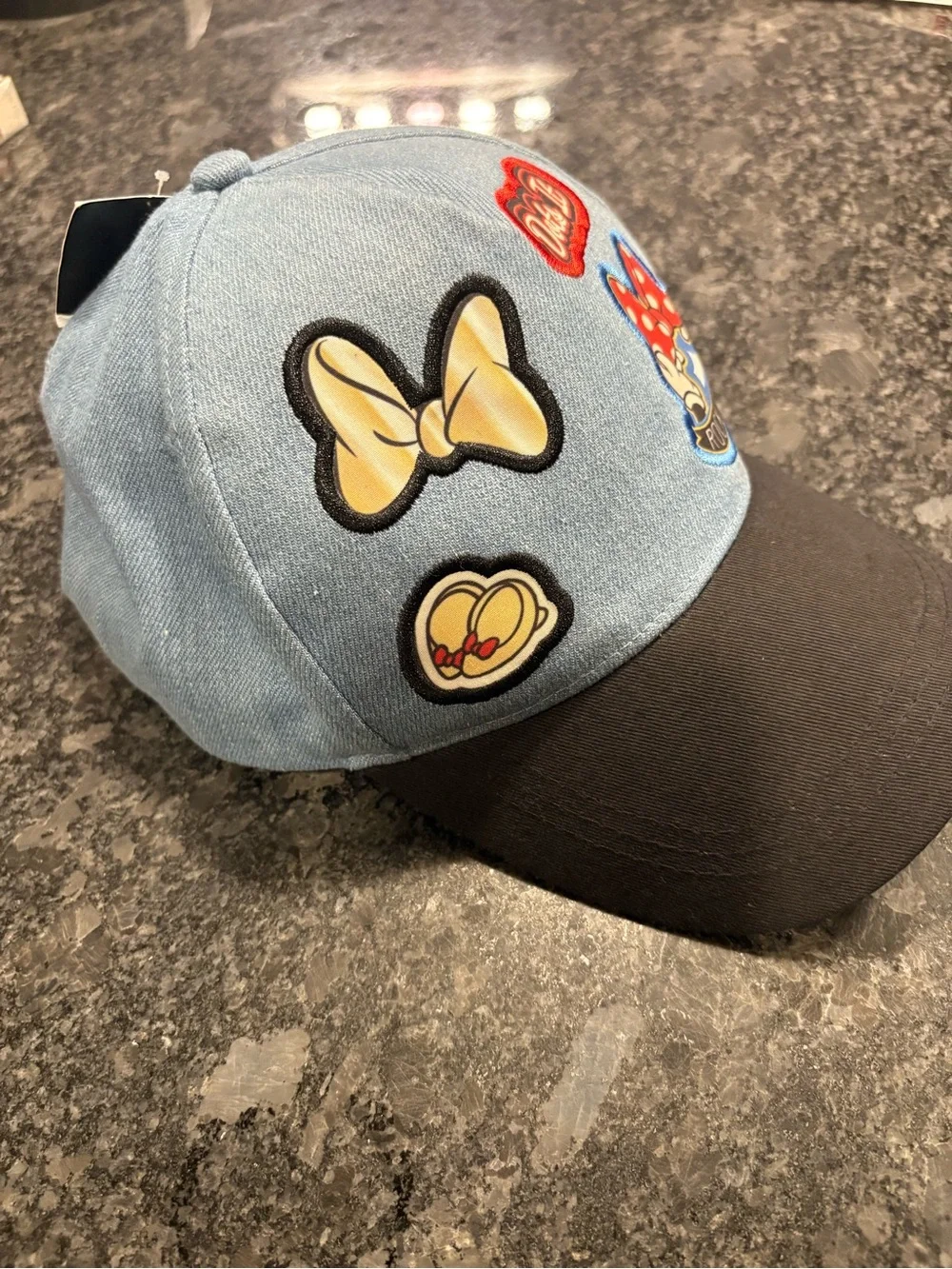 Disney Light Blue and Black Minnie Patch Baseball snap back NWT